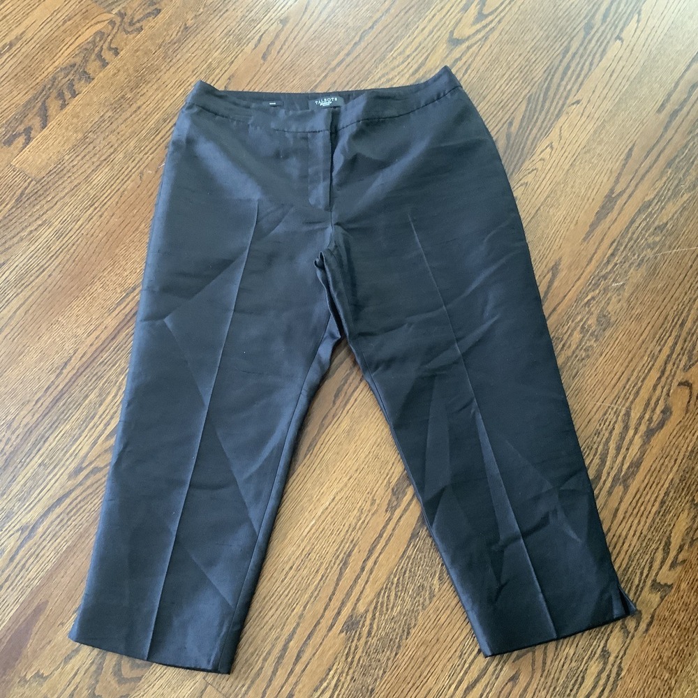Talbots Womens Pants Black Size 12p Dress Pant High Rise Lined Silk Wool Blend